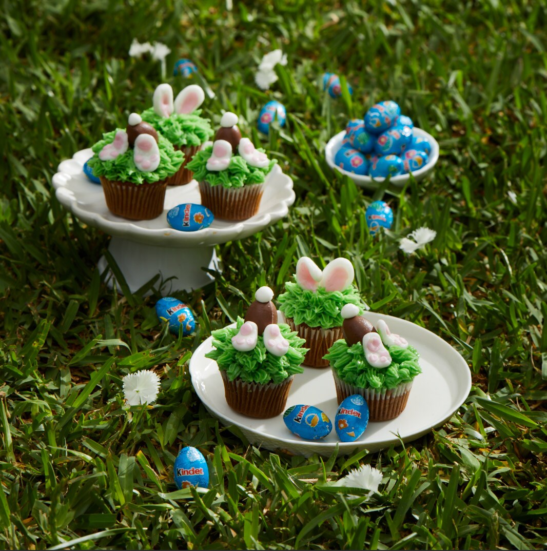 Easter Bunny Cupcakes with Kinder Mini Eggs