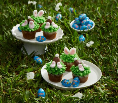 Easter Bunny Cupcakes with Kinder Mini Eggs