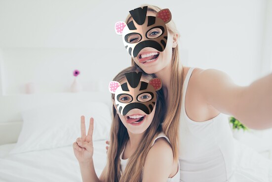 Mother & Daughter in Animal Masks
