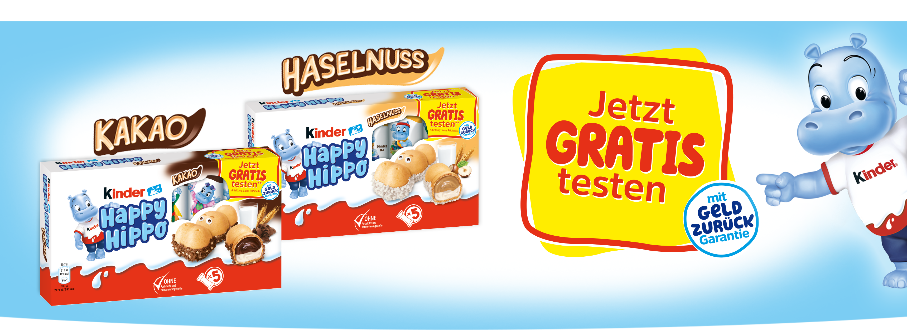 Ferrero Happy Hippo gratis! Jetzt, mit dem Geld-zurück-Aktionscode