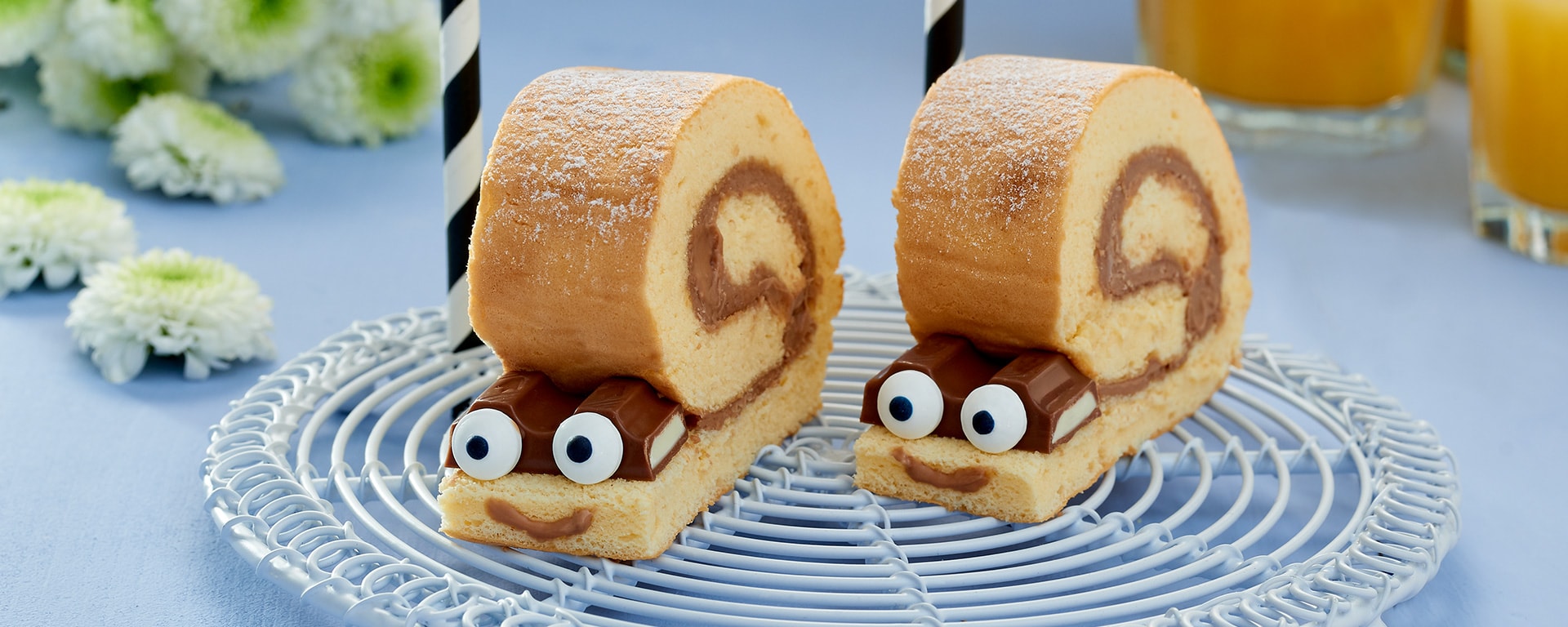 Biskuitschnecken mit kinder Schokolade® Biskuitschnecken mit kinder Schokolade®