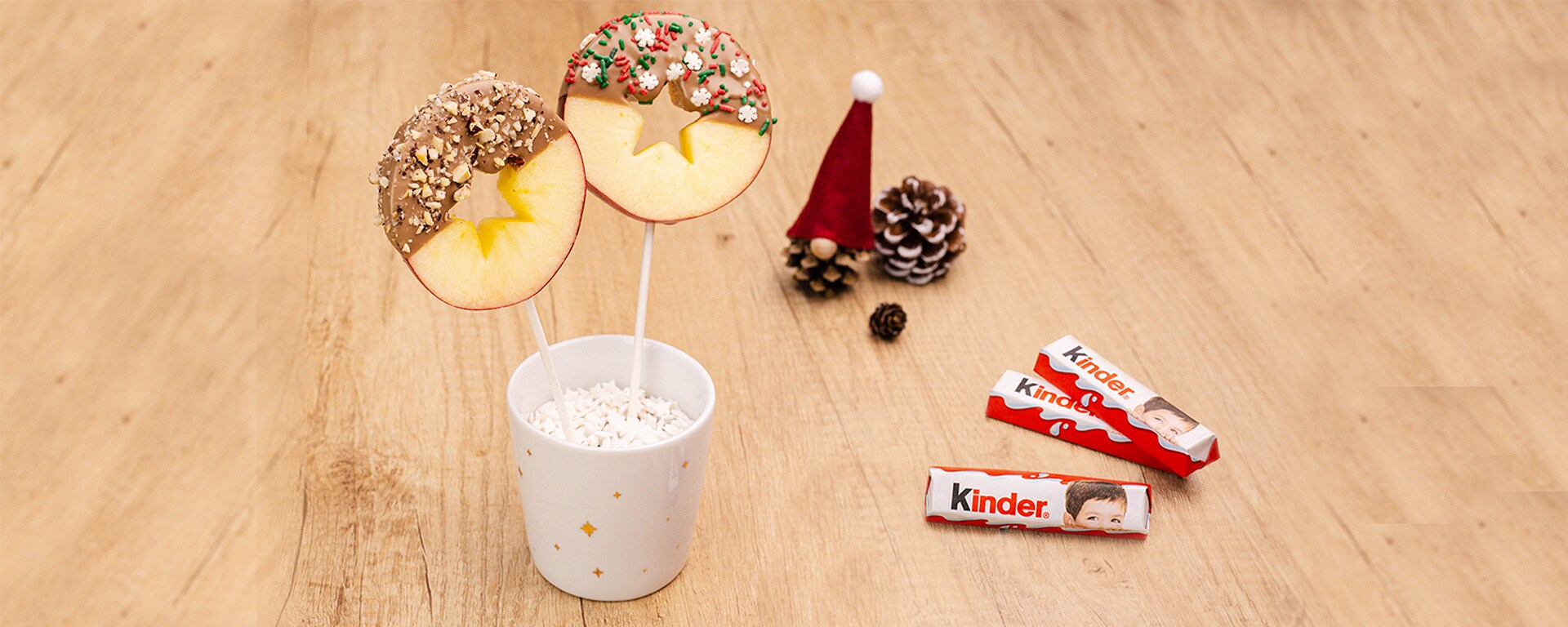 kinder Rezept - Weihnachtliche Schoko-Äpfel mit kinder Schokolade