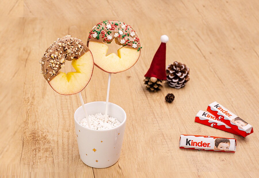 kinder Rezept - Weihnachtliche Schoko-Äpfel mit kinder Schokolade