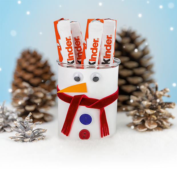 Schneemannglas von kinder Schokolade Schneemannglas von kinder Schokolade