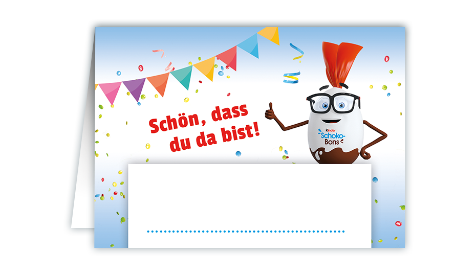 kinder Schoko-Bons - Partyausstattung - Tischkarte kinder Schoko-Bons - Partyausstattung - Tischkarte