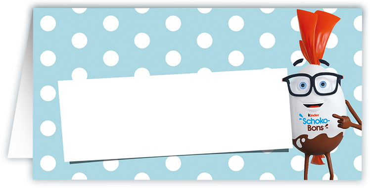 kinder Schoko-Bons - Partyausstattung - Tischkarte blau