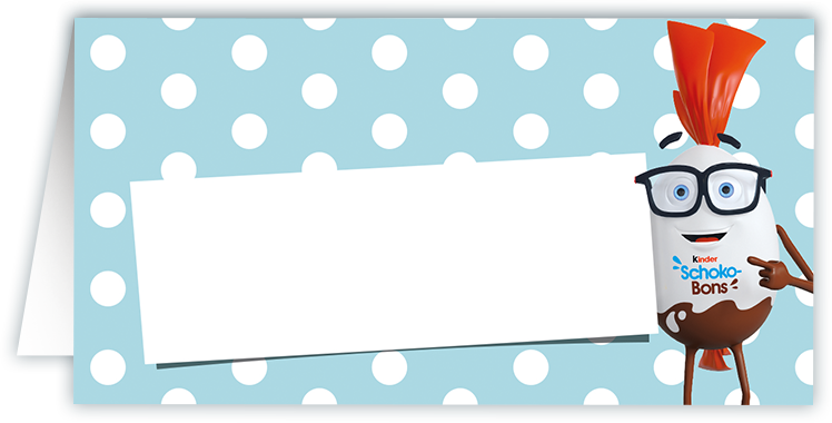 kinder Schoko-Bons - Partyausstattung - Tischkarte blau kinder Schoko-Bons - Partyausstattung - Tischkarte blau