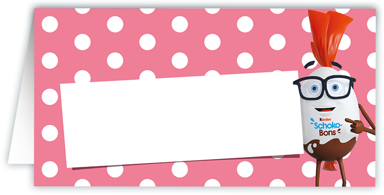 kinder Schoko-Bons - Partyausstattung - Tischkarte rosa