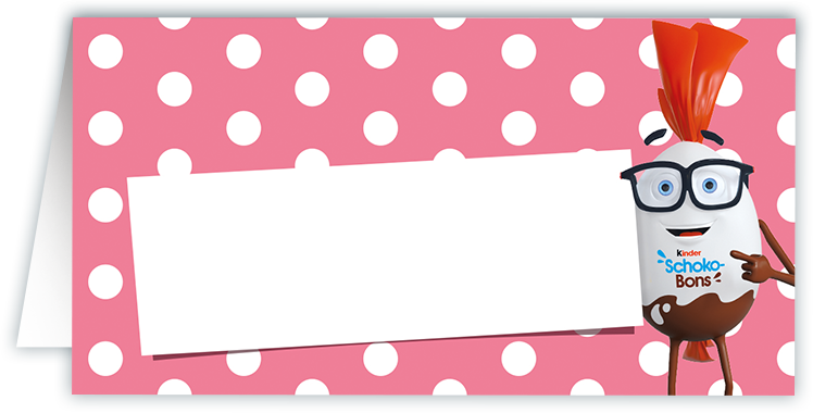 kinder Schoko-Bons - Partyausstattung - Tischkarte rosa kinder Schoko-Bons - Partyausstattung - Tischkarte rosa