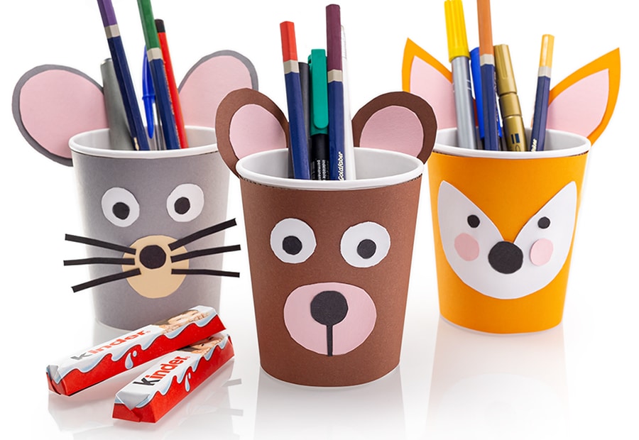 Stiftebecher mit kinder Schokolade Stiftebecher mit kinder Schokolade