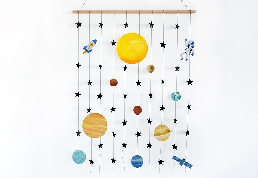 Planeten-Girlande basteln – Kreativ-Ideen - kinder Deutschland Planeten-Girlande basteln – Kreativ-Ideen - kinder Deutschland