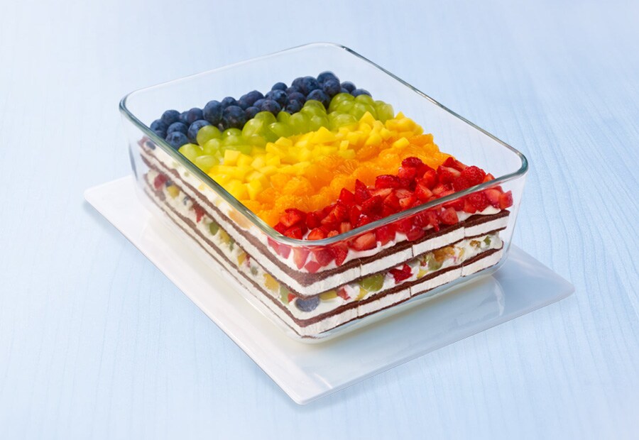 Fruchtige Lasagne mit Milch-Schnitte