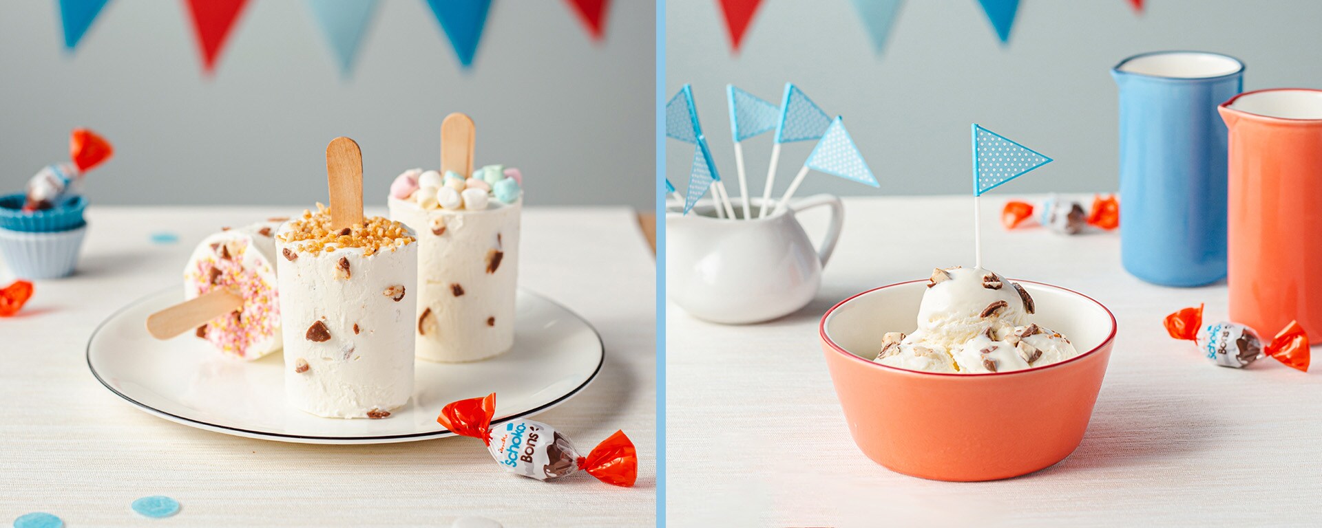 Stracciatella-Eis mit kinder Schoko-Bons