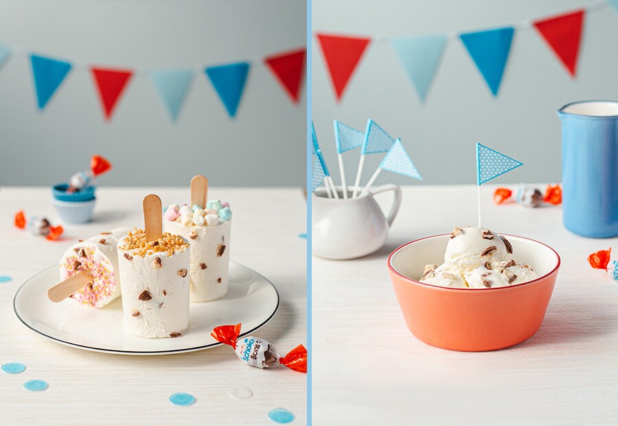 Stracciatella-Eis mit kinder Schoko-Bons