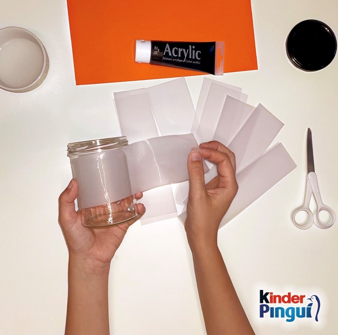 Pinguin Kerzenglas - Schritt 1