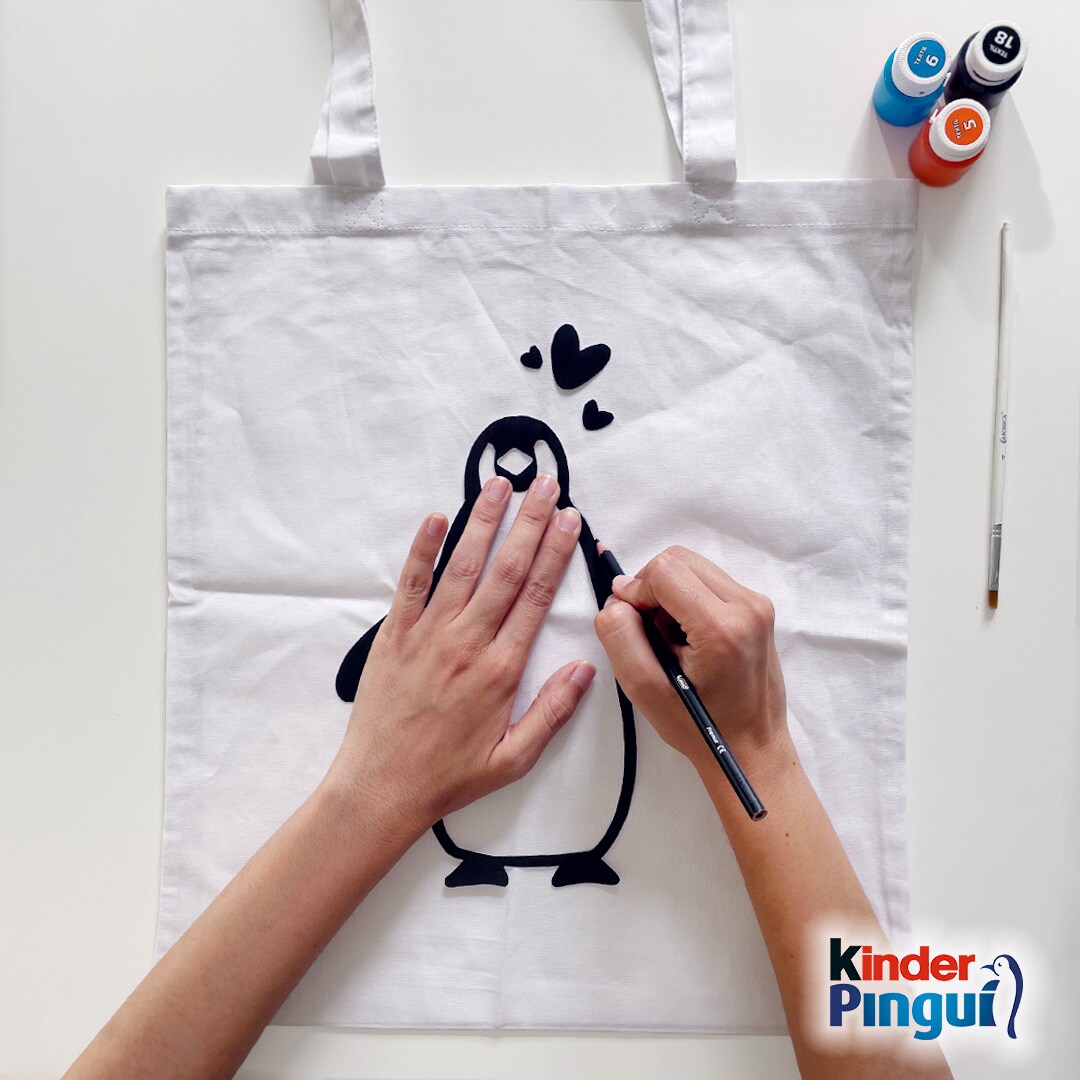 Pinguin Stoffbeutel - Schritt 2