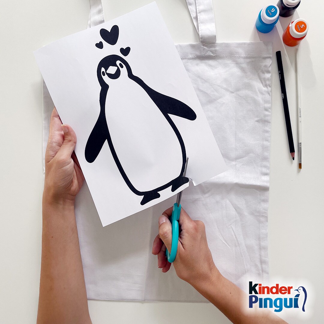 Pinguin Stoffbeutel - Schritt 1
