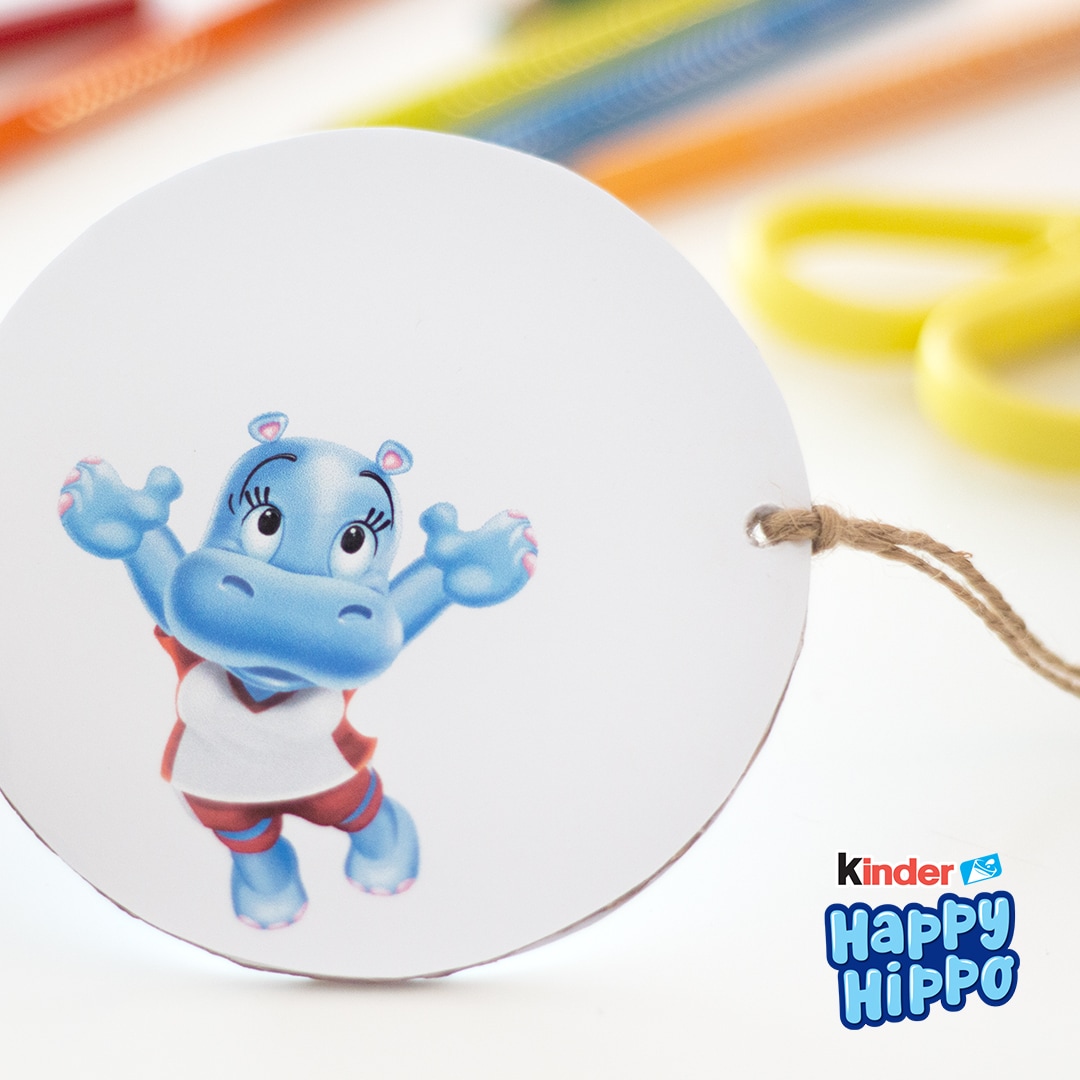 kinder Happy Hippo - Thaumatrop - Schritt 3 kinder Spiel & Spaß - Bastelideen - kinder Happy Hippo - Thaumatrop - Schritt 3