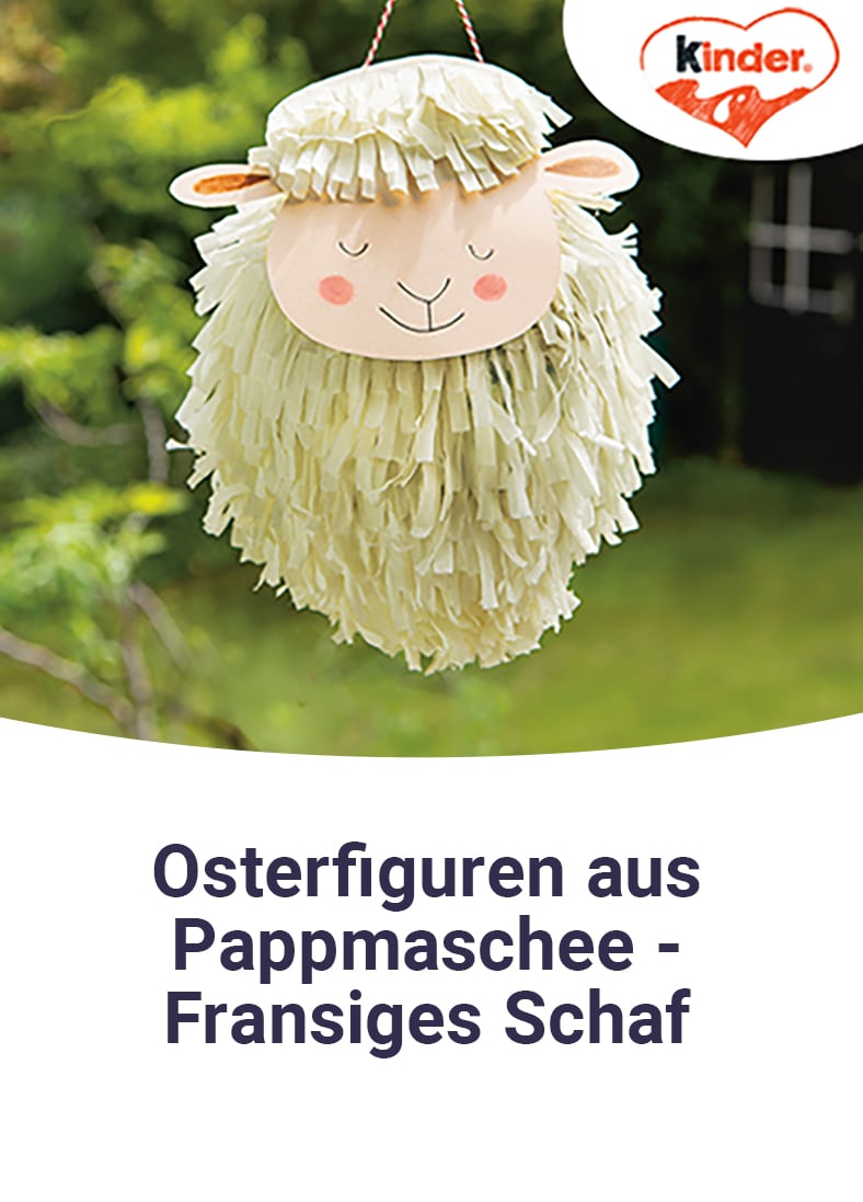 Osterfiguren aus Pappmaschee - Fransiges Schaf