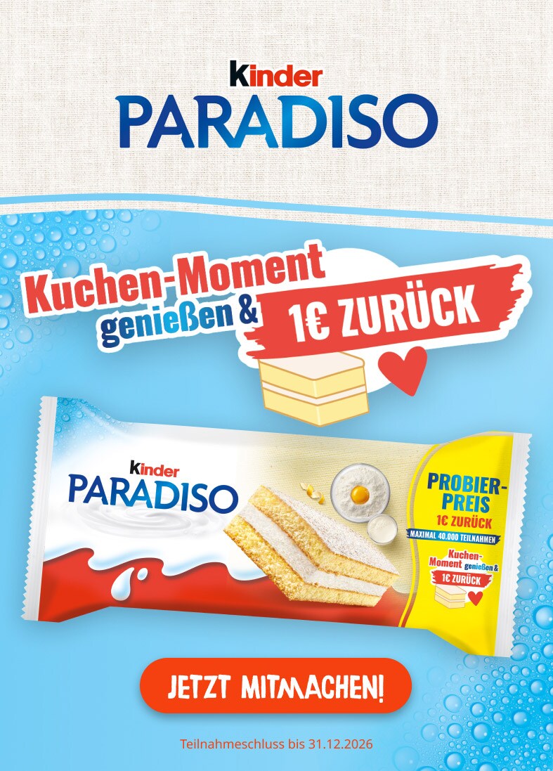 kinder Paradiso Cashback kinder Paradiso Cashback