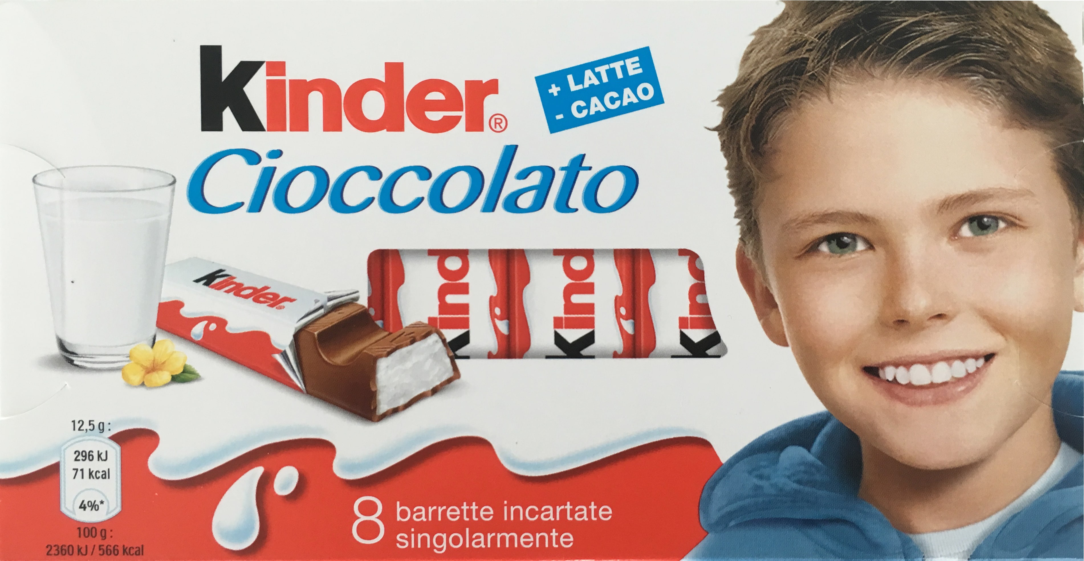 Evolution der kinder Schokolade Produktpackung in Italien von dem Jahr 2012