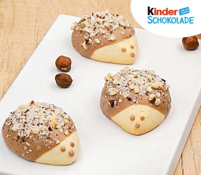 Süße Igel-Kekse mit kinder Schokolade