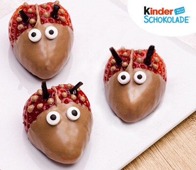 kinder Rezept - Süße Erdbeer-Marienkäfer mit kinder Schokolade kinder Rezept - Süße Erdbeer-Marienkäfer mit kinder Schokolade