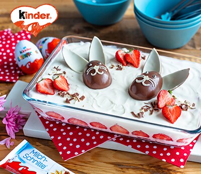 Osterhasen-Dessert mit kinder Überraschung Osterhasen-Dessert mit kinder Überraschung