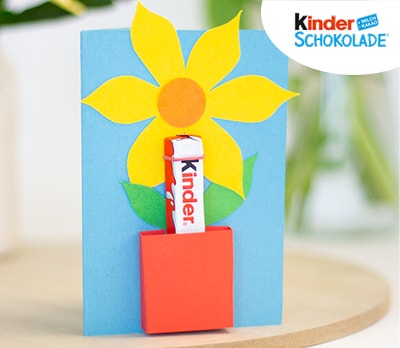 Frühlingsgrußkarte mit kinder Schokolade