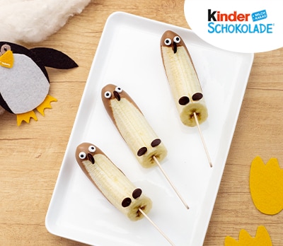 Bananen-Schoko-Pinguine am Stiel mit kinder Schokolad
