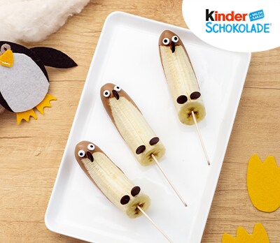 Bananen-Schoko-Pinguine am Stiel mit kinder Schokolad
