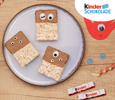 Rice-Krispie-Monster mit kinder Schokolade