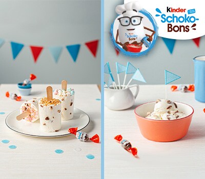 Stracciatella-Eis mit kinder Schoko-Bons