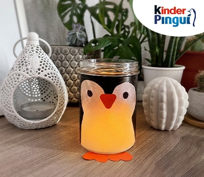 Pinguin Kerzenglas