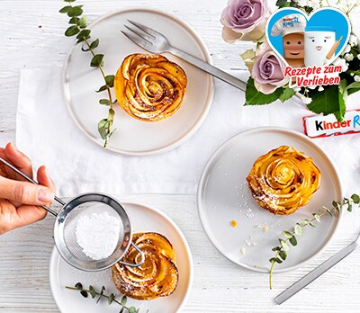 Blaetterteigrosen mit kinder Riegel Blaetterteigrosen mit kinder Riegel