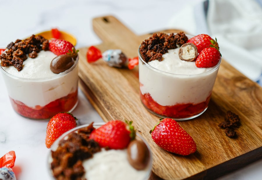 Cheese-cake fraises Schoko-Bons en verrines