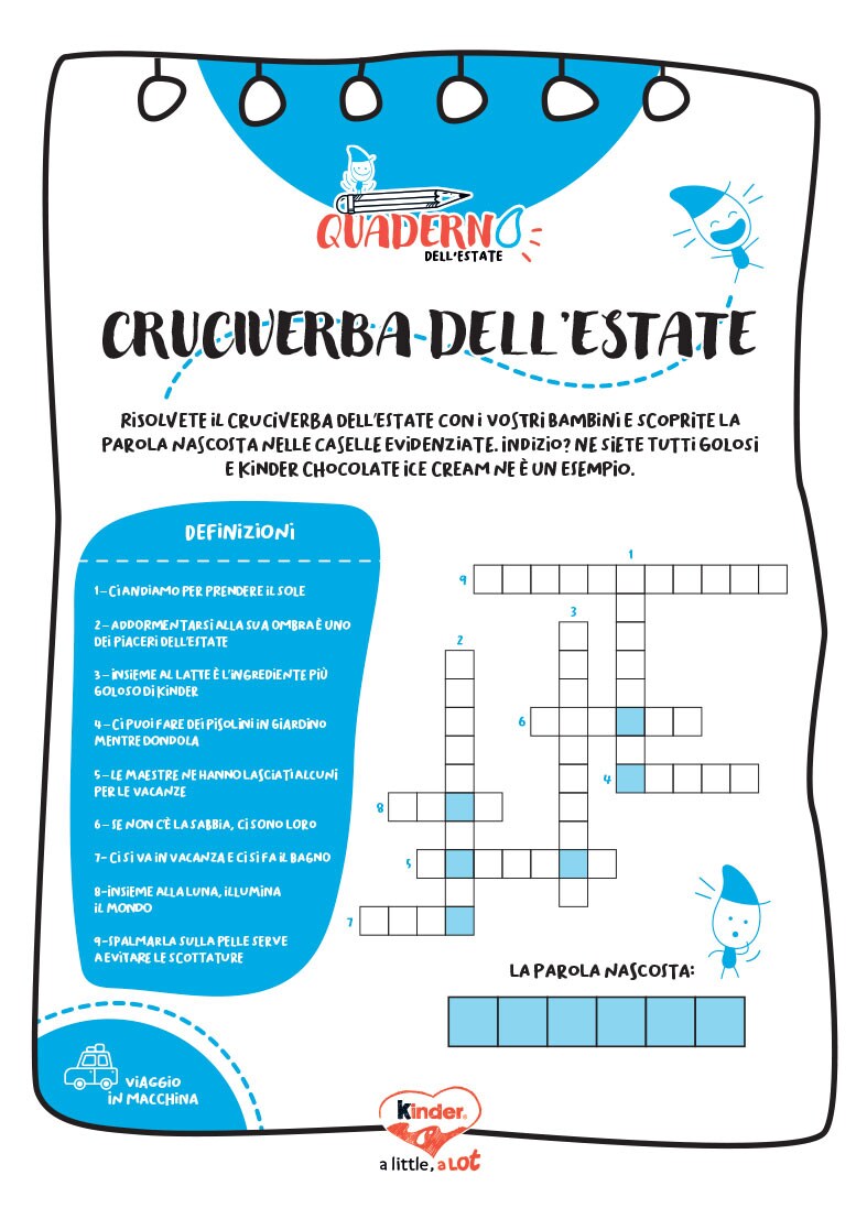 Cruciverba dell'estate Kinder