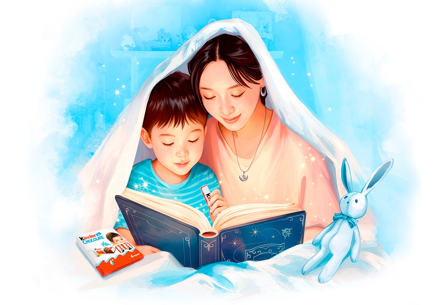 Father and son reading a book