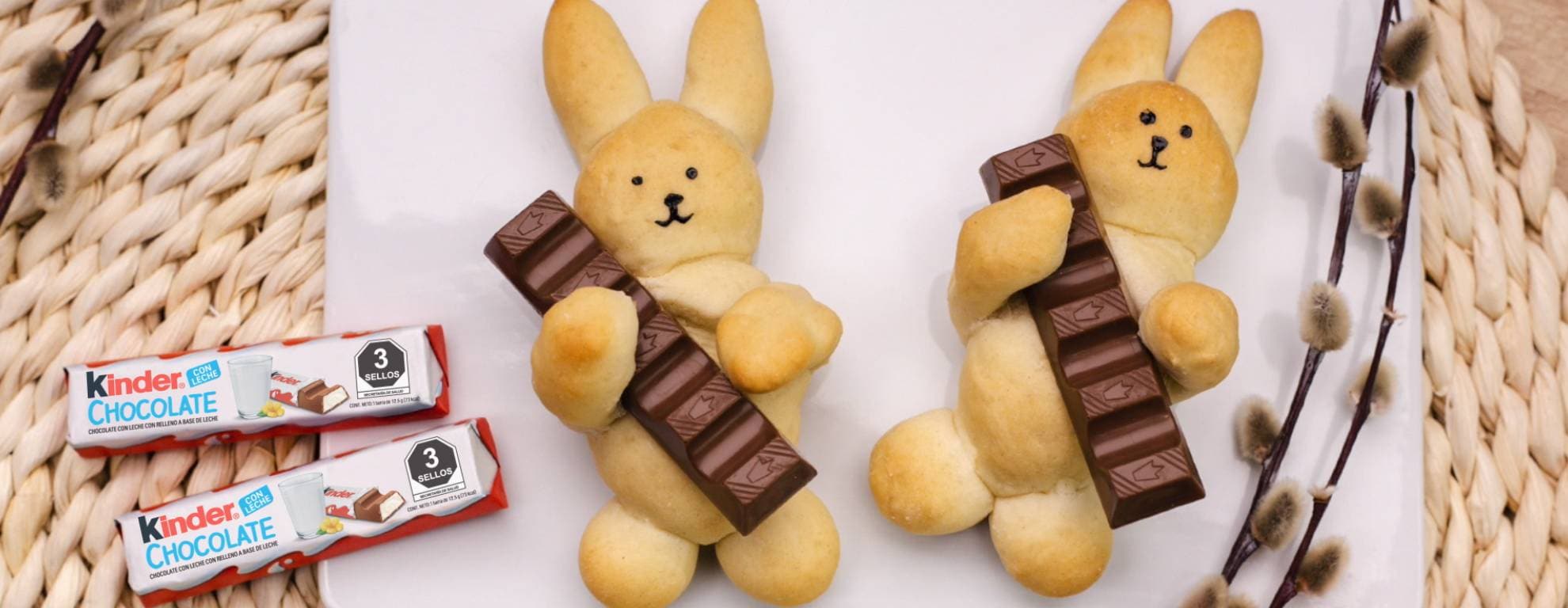 Conejitos de pascua con barra de Kinder Chocolate