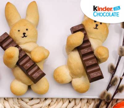 Conejitos de pascua con barra de Kinder Chocolate