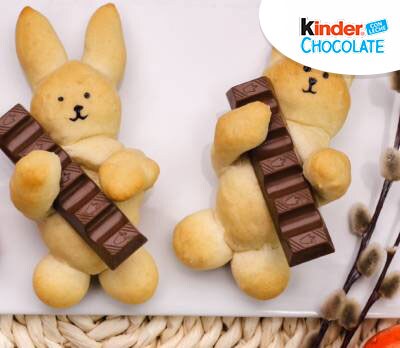 Conejitos de pascua con barra de Kinder Chocolate