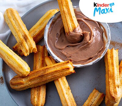 Churros cubiertos de chocolate kinder Maxi