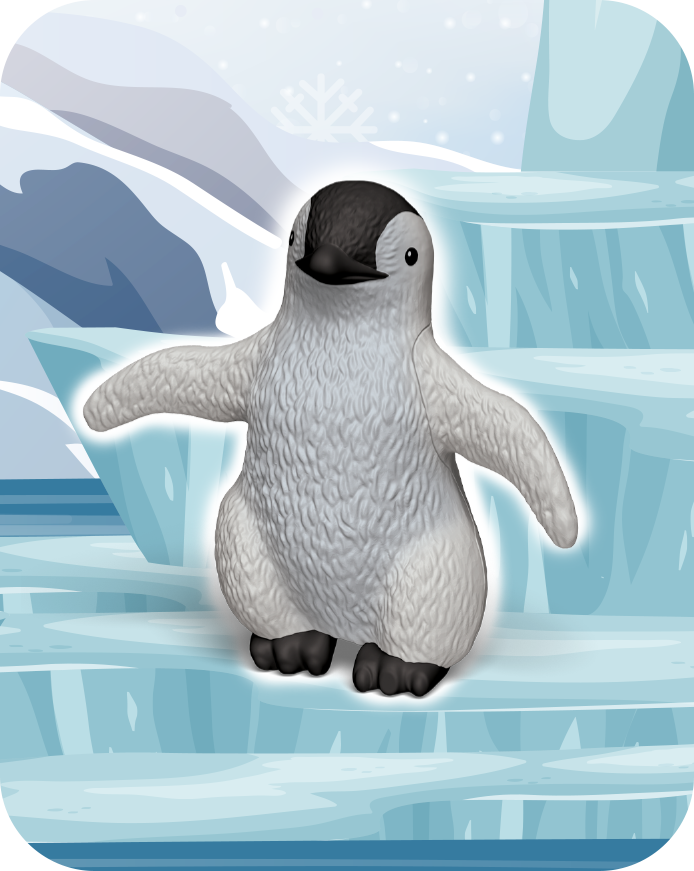 O jucărie Kinder reprezentând PUI DE PINGUIN