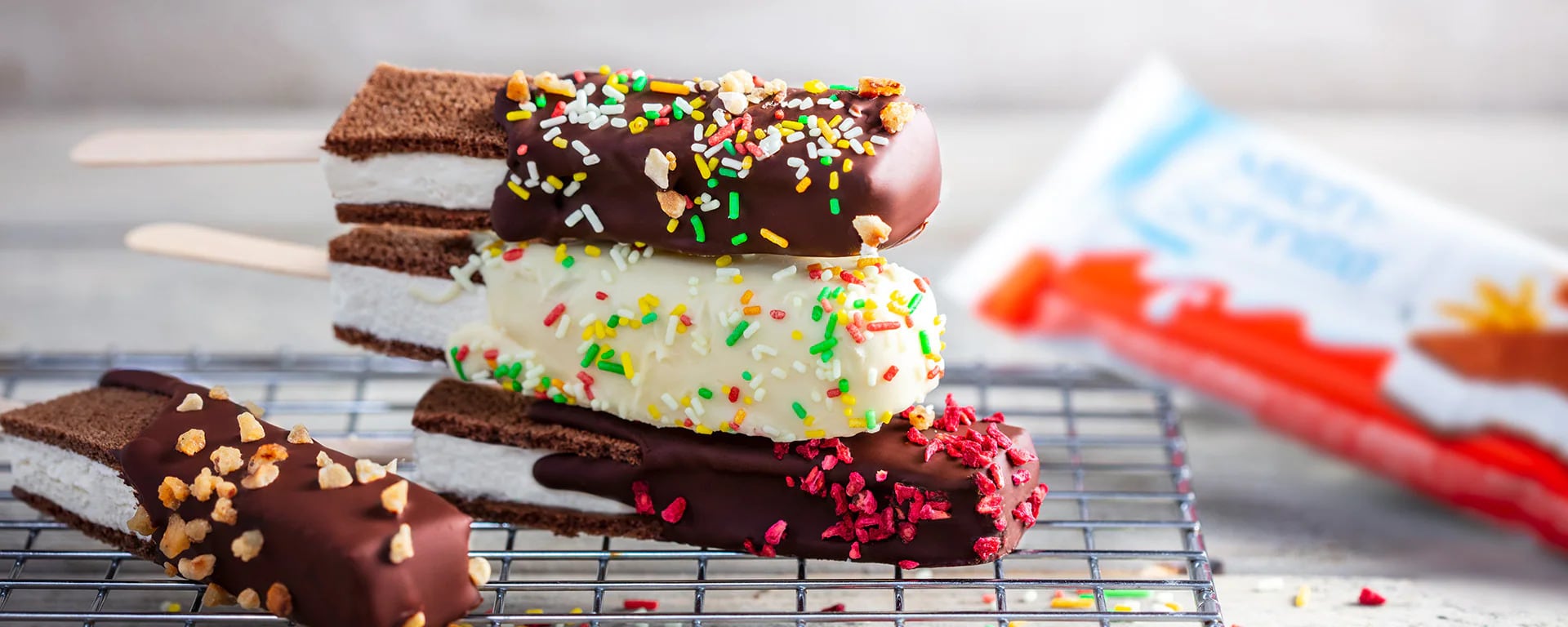 Glasskreation med Kinder Milk-Slice