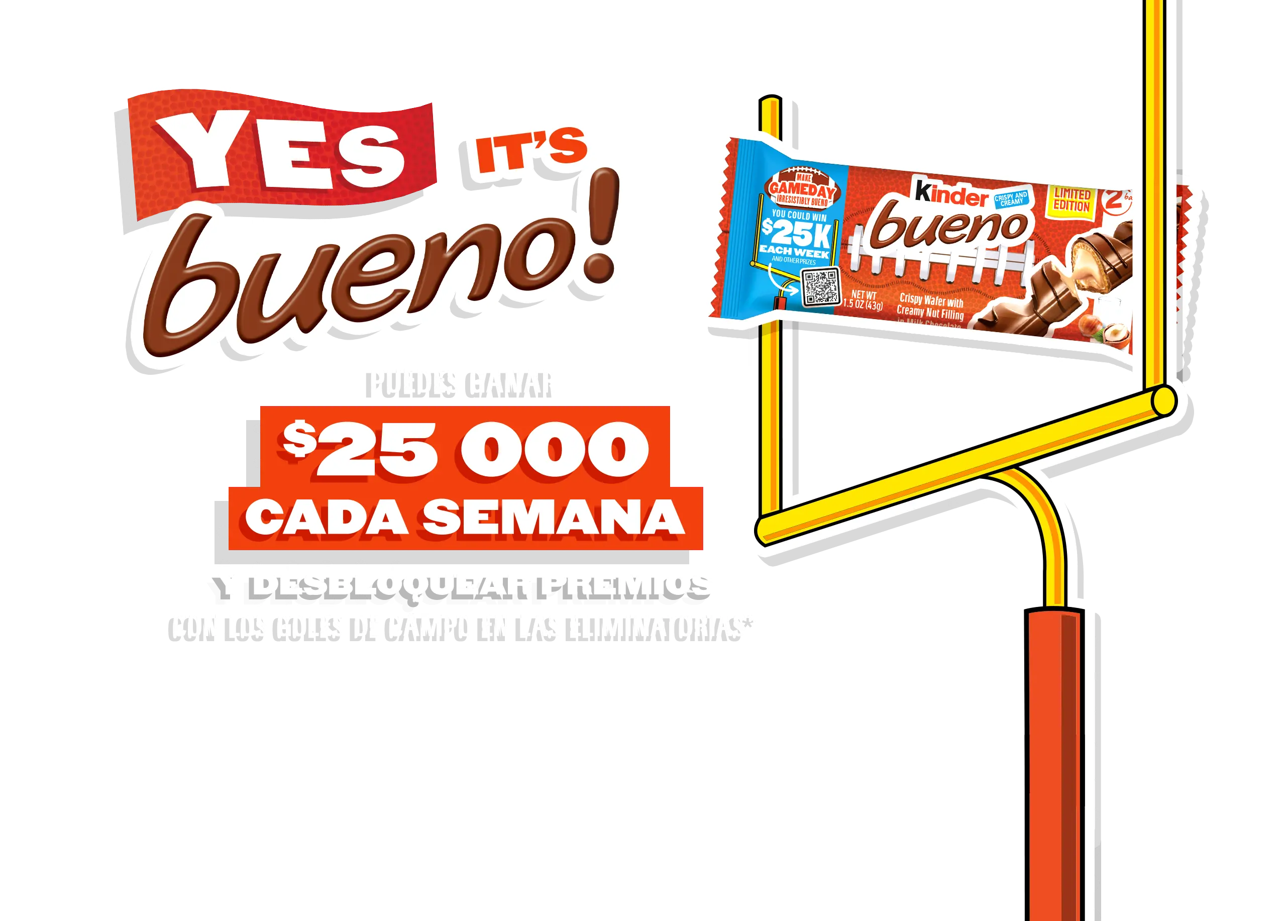 Yes It's Bueno. You could win $25,000 and unlock prizes for playoff field goals*