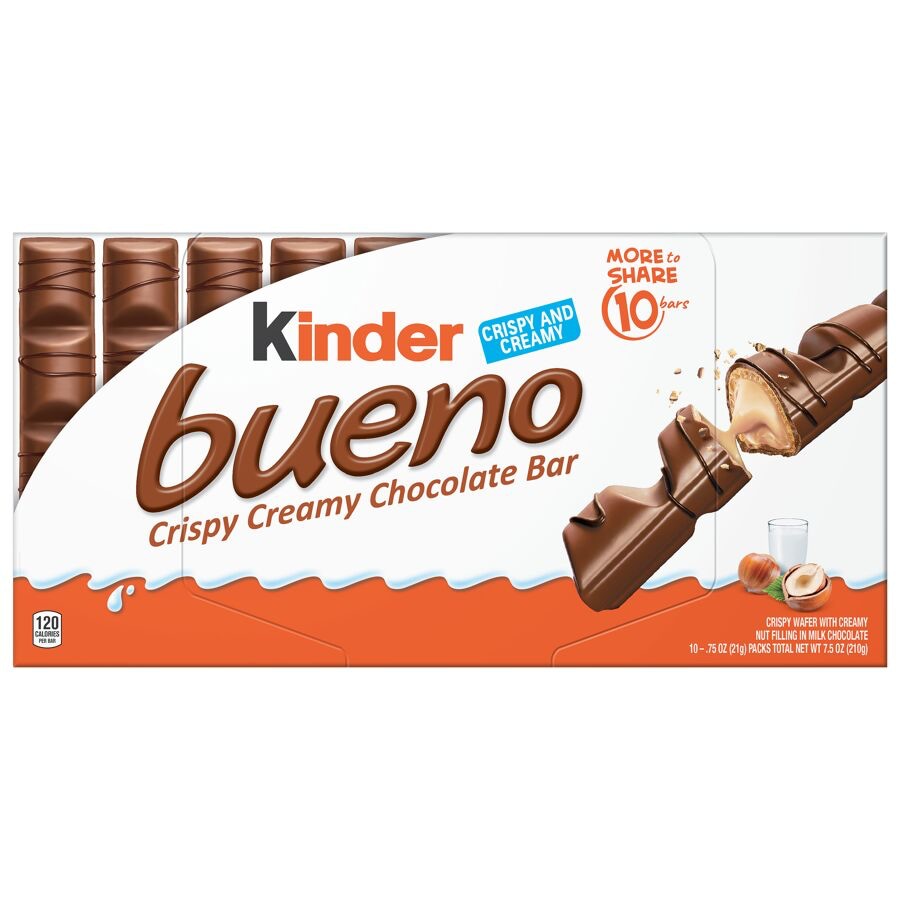 Kinder Bueno Chocolate Bar, 10 Bars per Pack - 7.5oz Kinder Bueno Chocolate Bar, 10 Bars per Pack - 7.5oz