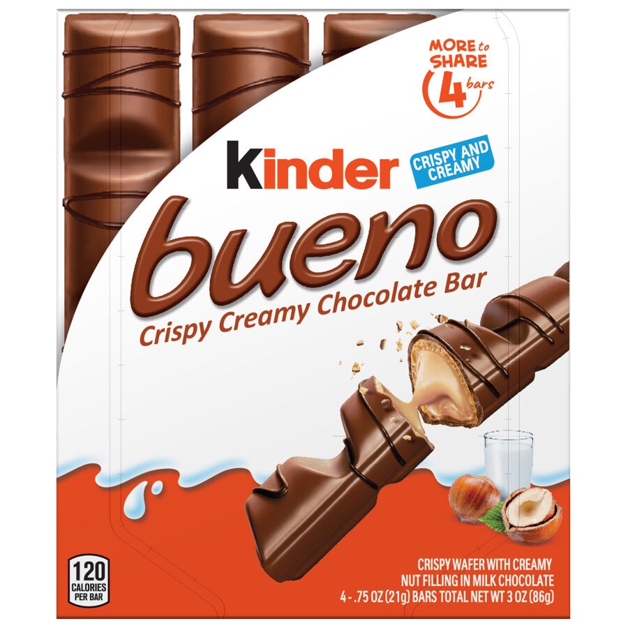 Kinder Bueno Chocolate Bar, 4 Bars per Pack - 3oz Kinder Bueno Chocolate Bar, 4 Bars per Pack - 3oz