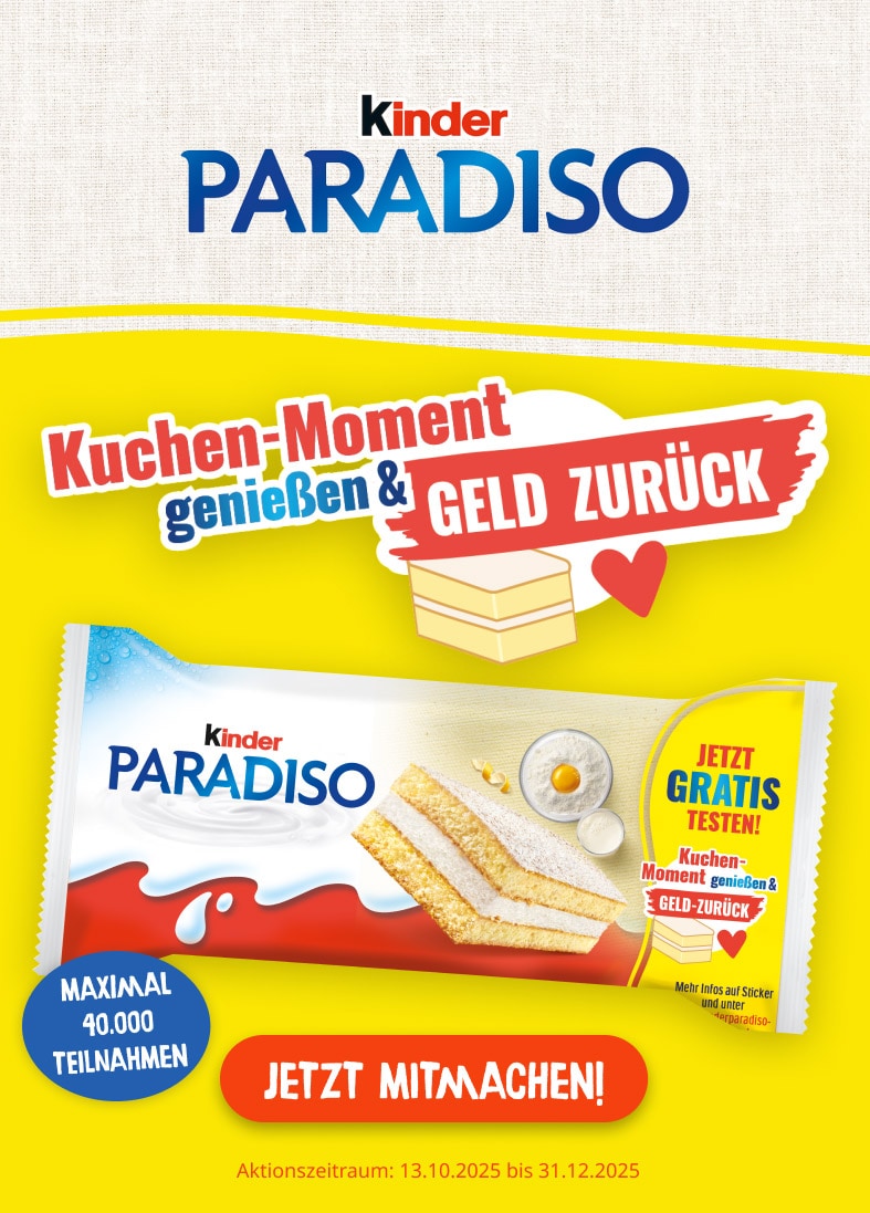 kinder Paradiso - Kuchen-Moment genießen & Geld zurück! kinder Paradiso - Kuchen-Moment genießen & Geld zurück!